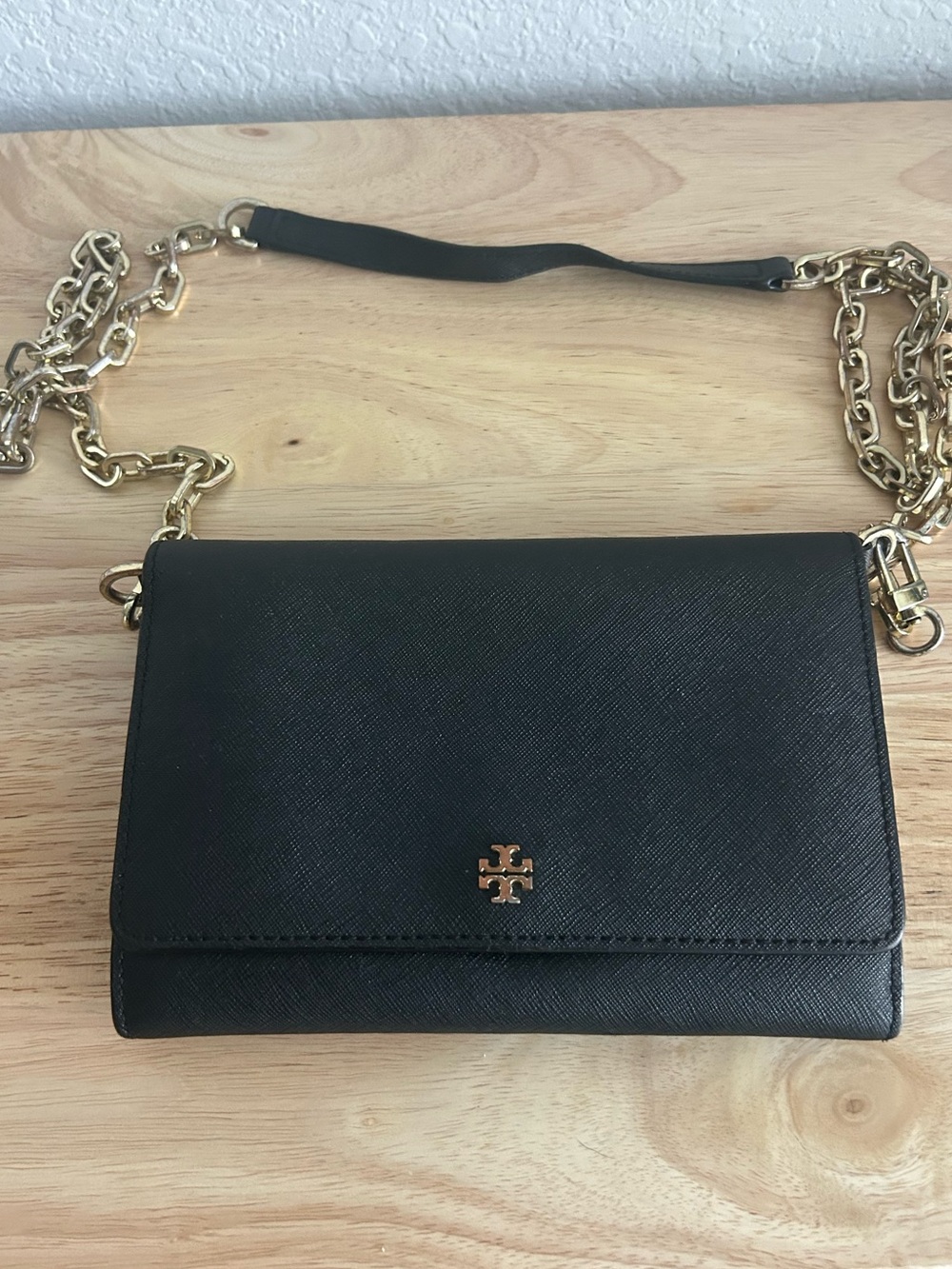 Tory Burch Robinson Chain Wallet Black Crossbody